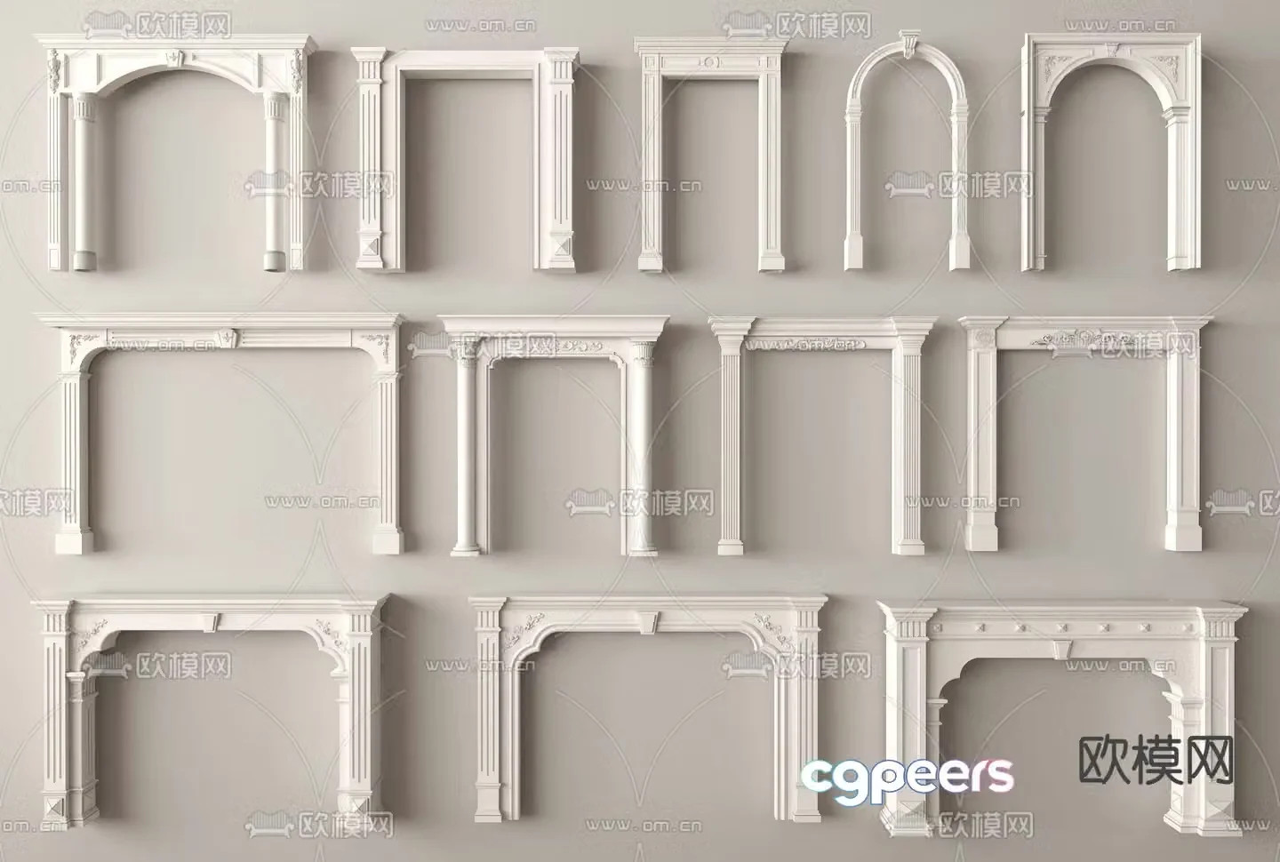 European door cover door pass carved door lintel 3D model