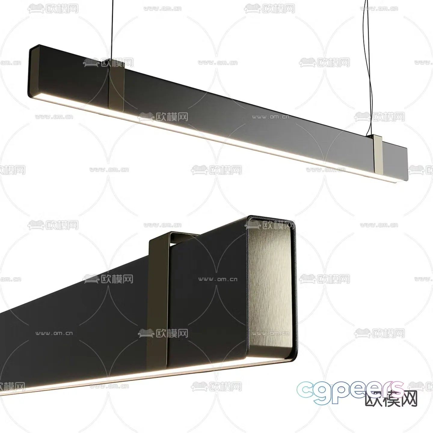 Long chandelier office chandelier 3d model