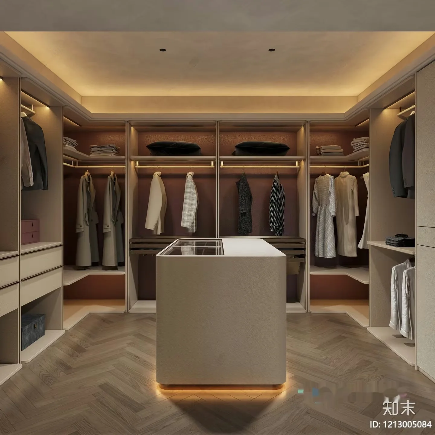 A Walk-In Closet With A Display Case 3D Model – 5841 – VRAY Render