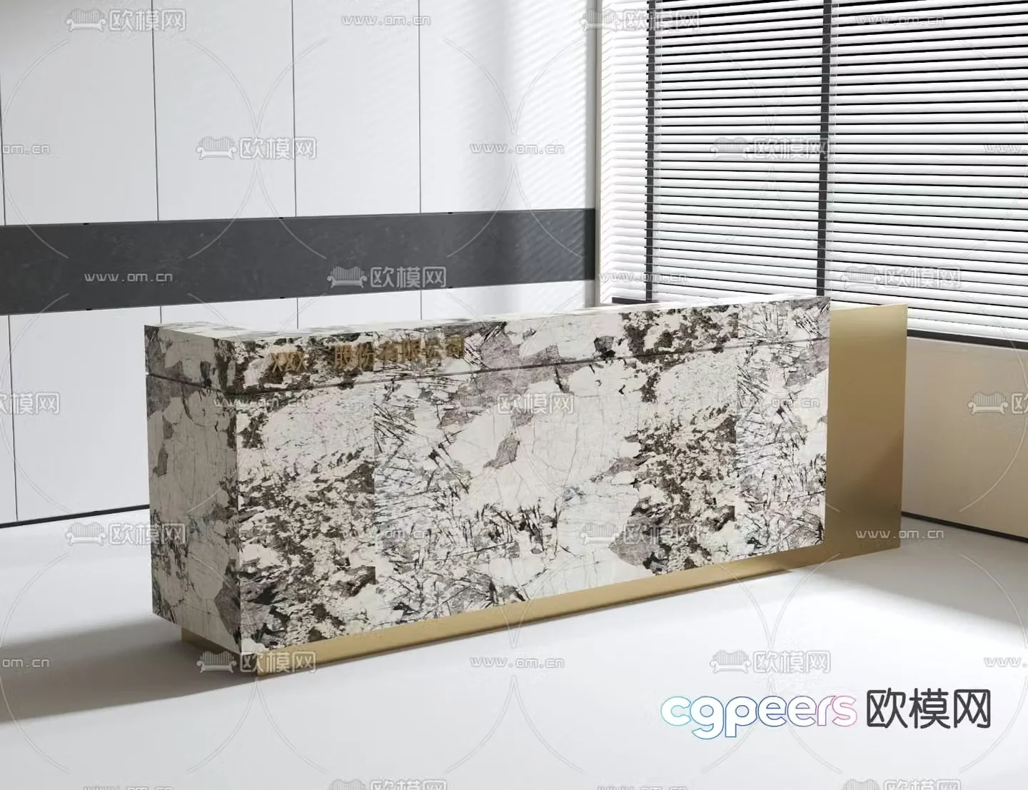 Front desk reception desk service desk 3d model