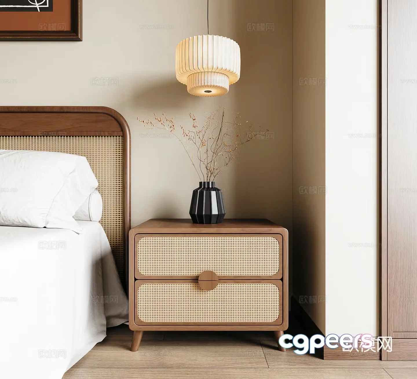Medieval style bedside table 3d model