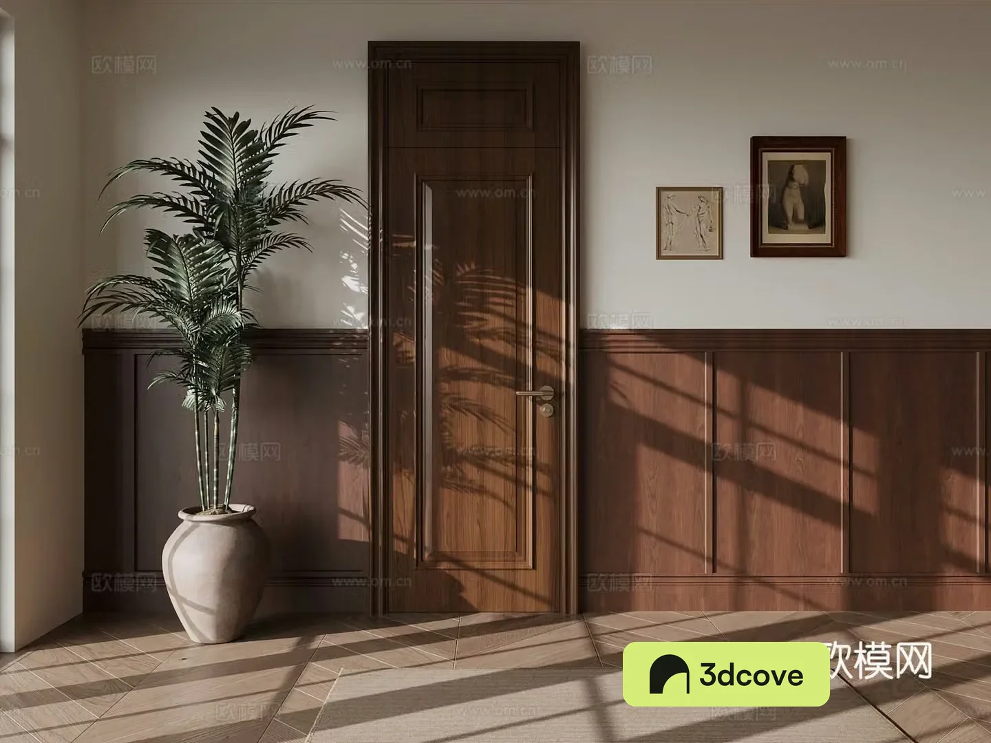 Medium style single door wall skirt 3D model