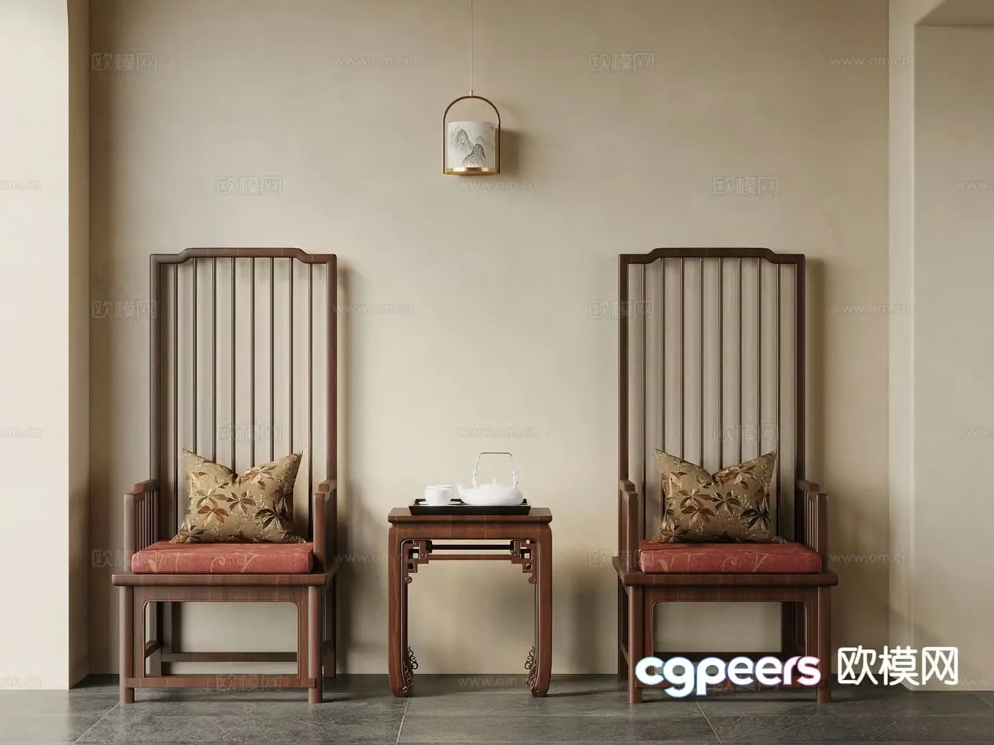 New Chinese style leisure chair high back chair 3d model