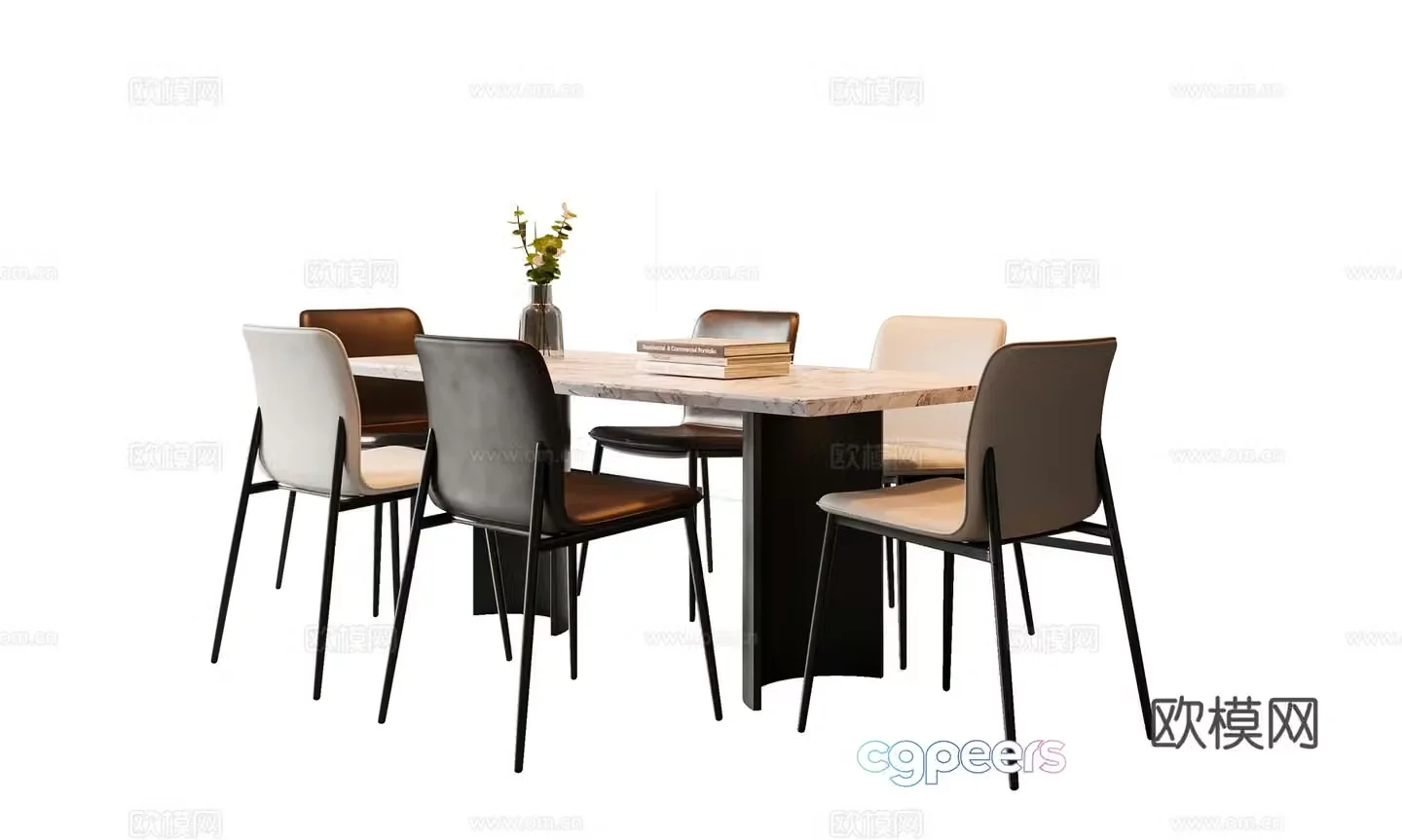 Modern Italian dining table and chair 3d model