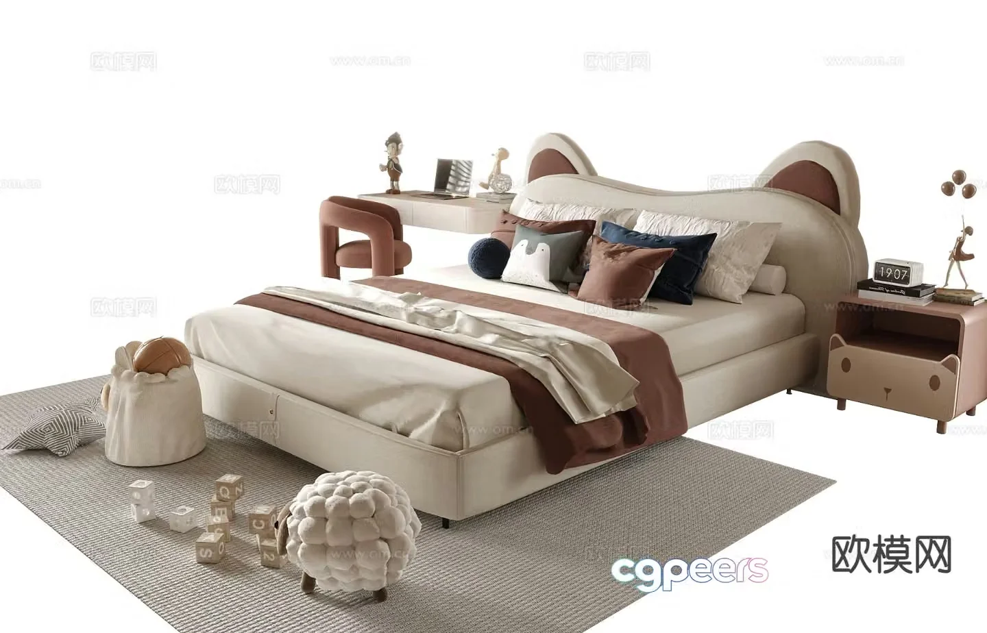 Modern children’s bed girl’s bed 3d model