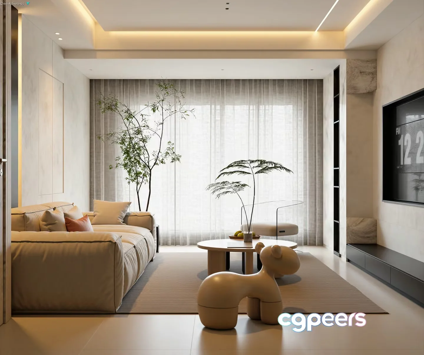 Modern Living Room 3D Model – 18303 – VRAY Render