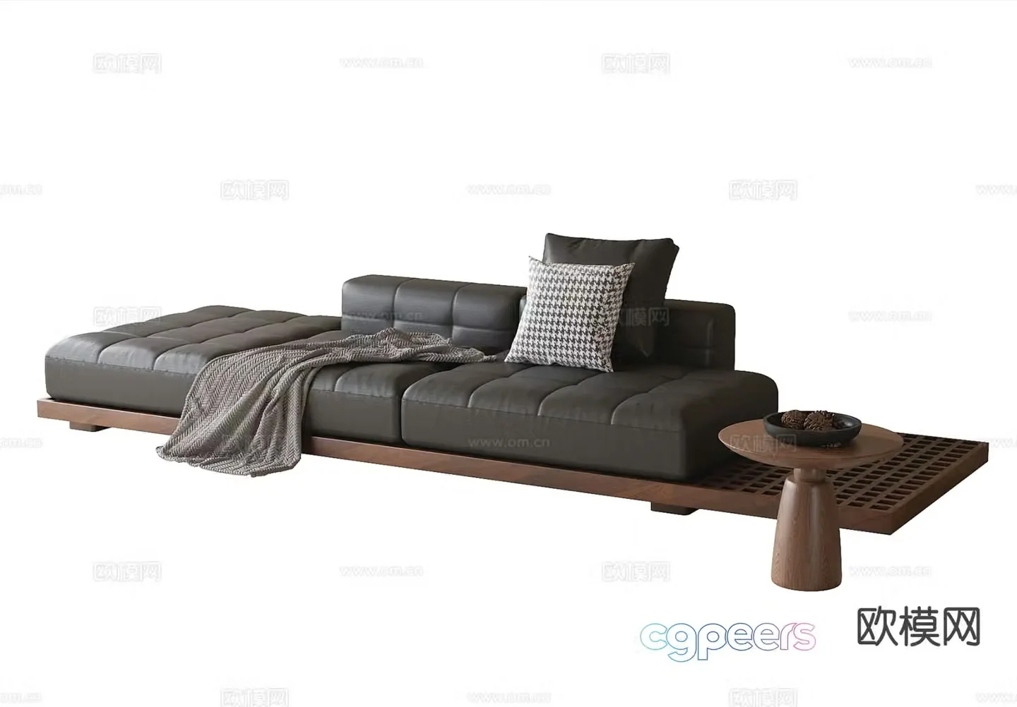 Medieval style multi-person sofa leather sofa 3d model