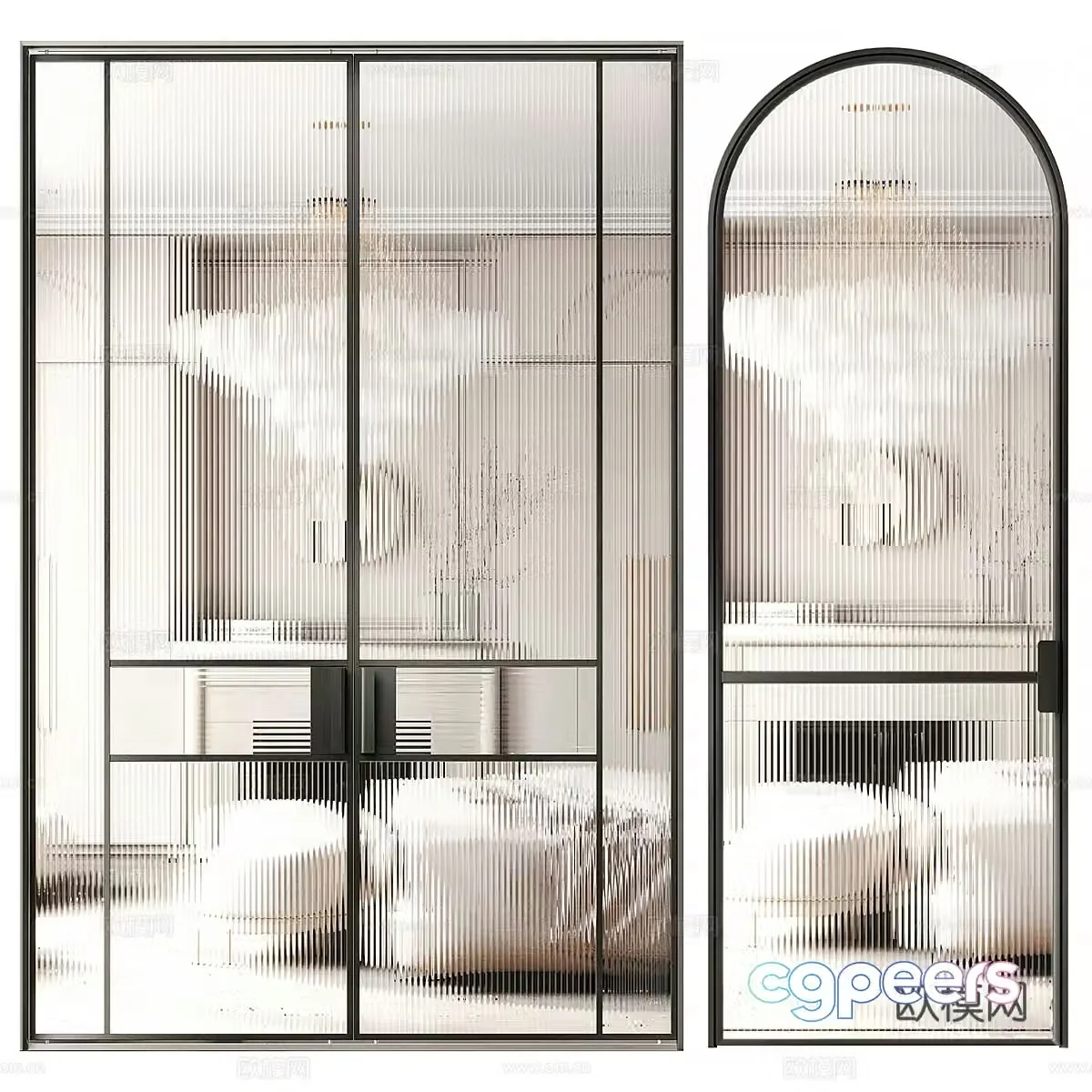 Modern Italian minimalist glass door 3d model
