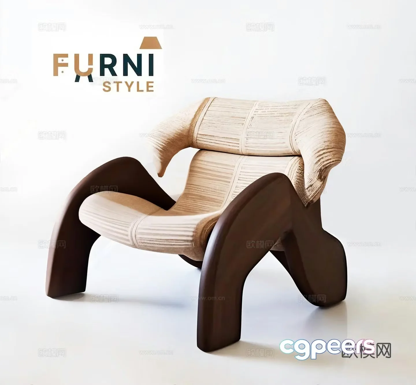 Wasabi leisure chair Wasabi log single chair Leisure chair Middle-aged leisure chair Armchair Fabric chair 3D model