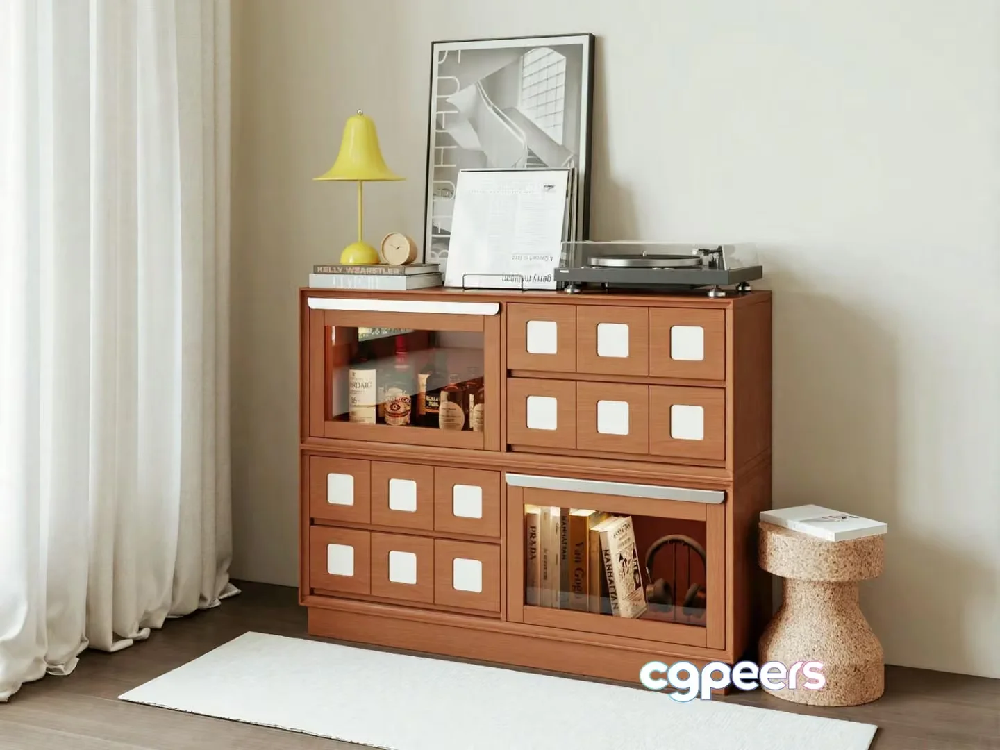 Mid-Century Modern Dresser 3D Model – 15360 – VRAY Render