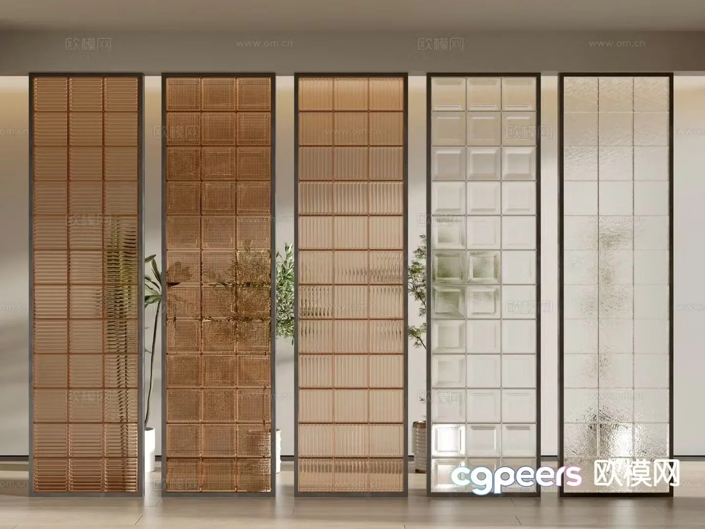Art glass partition glass brick 3d model