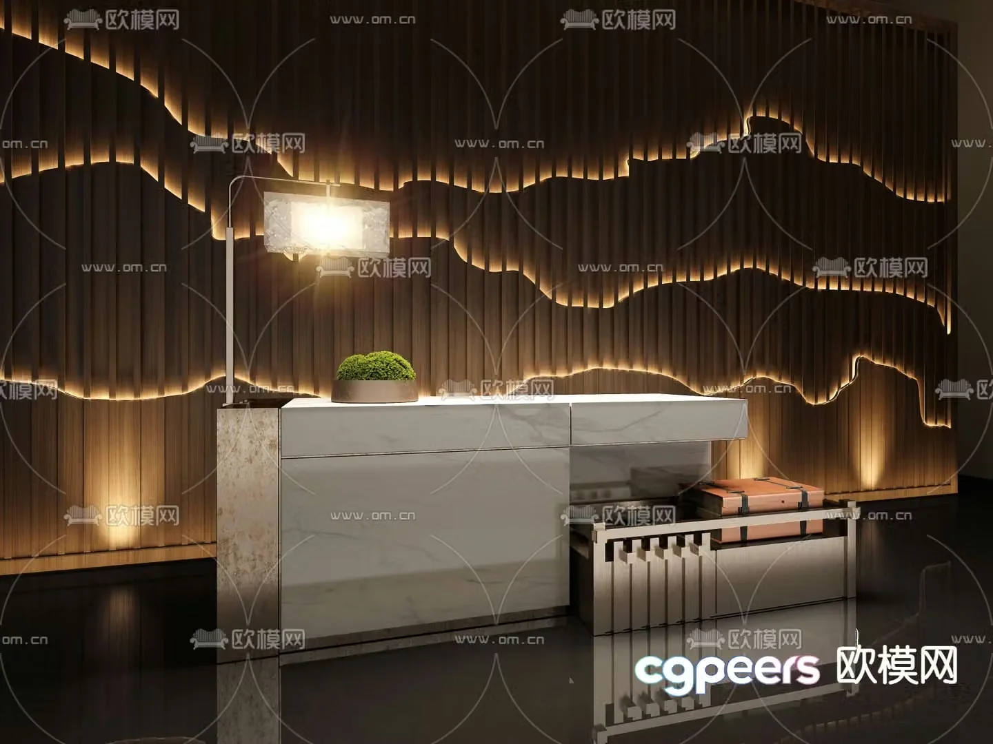 New Chinese style front desk reception desk information desk service desk 3D model