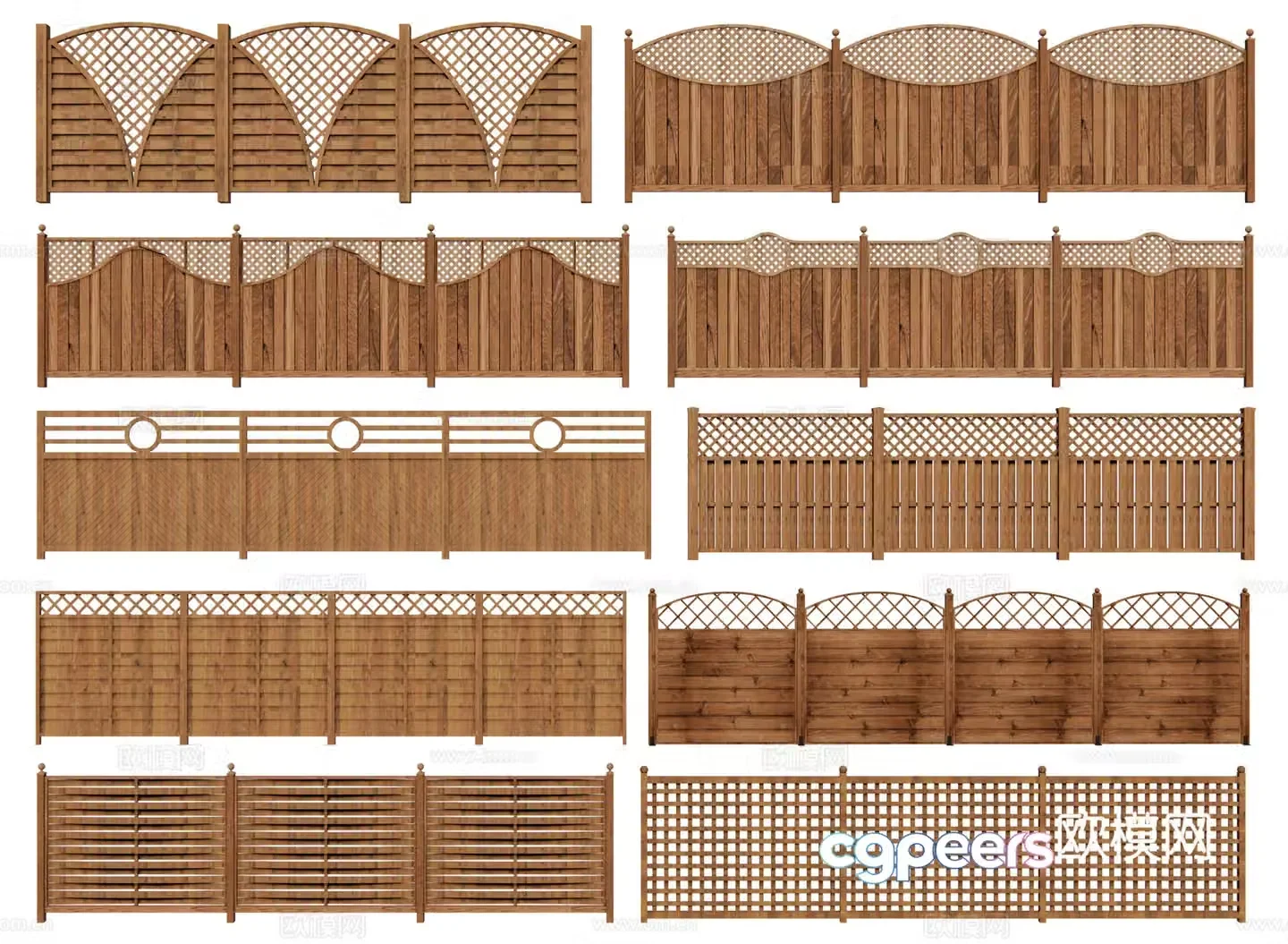New Chinese style wooden fence courtyard wooden fence wooden railing rural bamboo fence wooden guardrail wooden railing 3D model