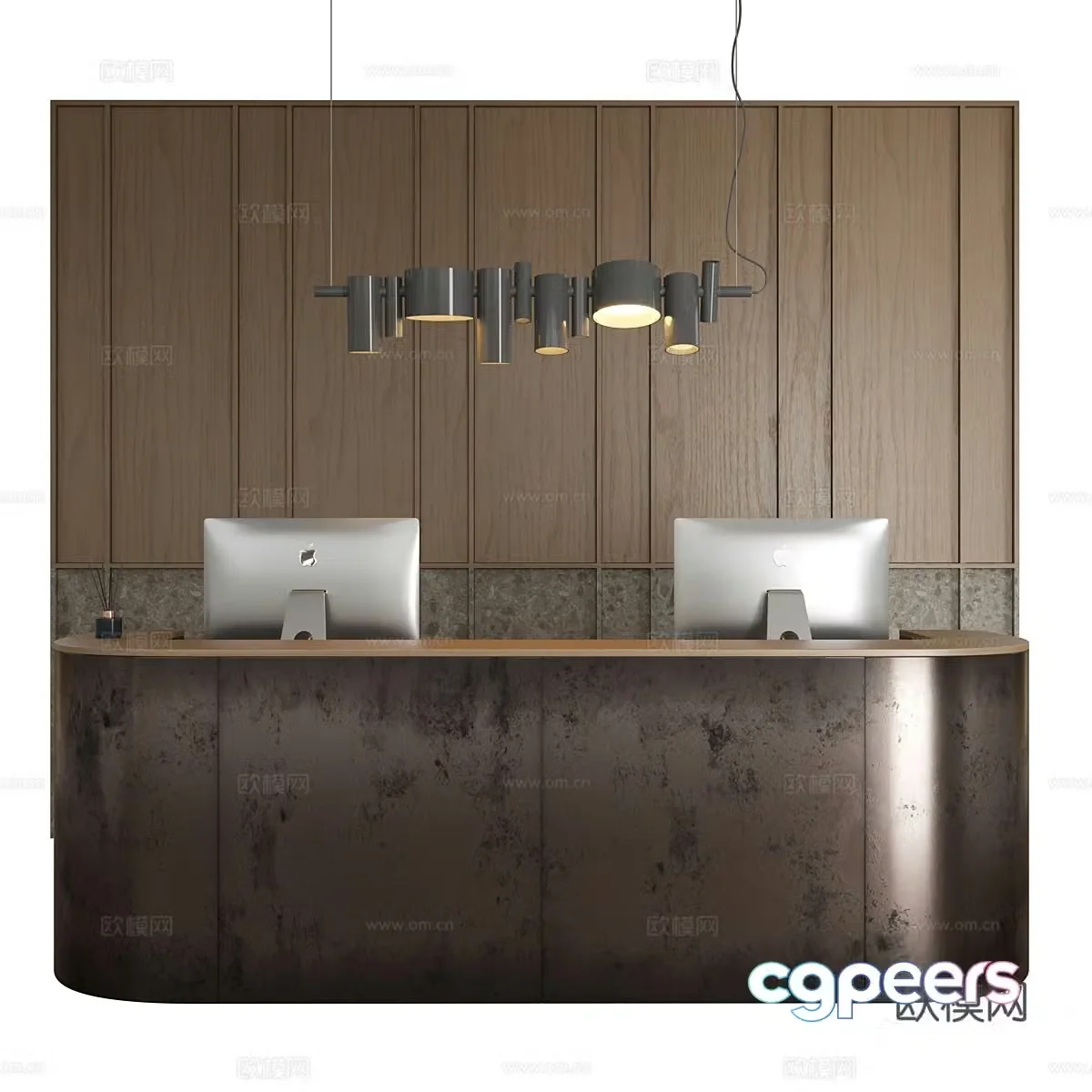 New Chinese style light luxury front desk reception desk 3D model