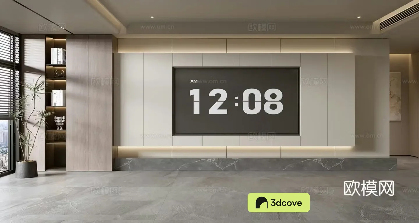 Modern simple living room light luxury TV background wall TV set full wall TV cabinet combination