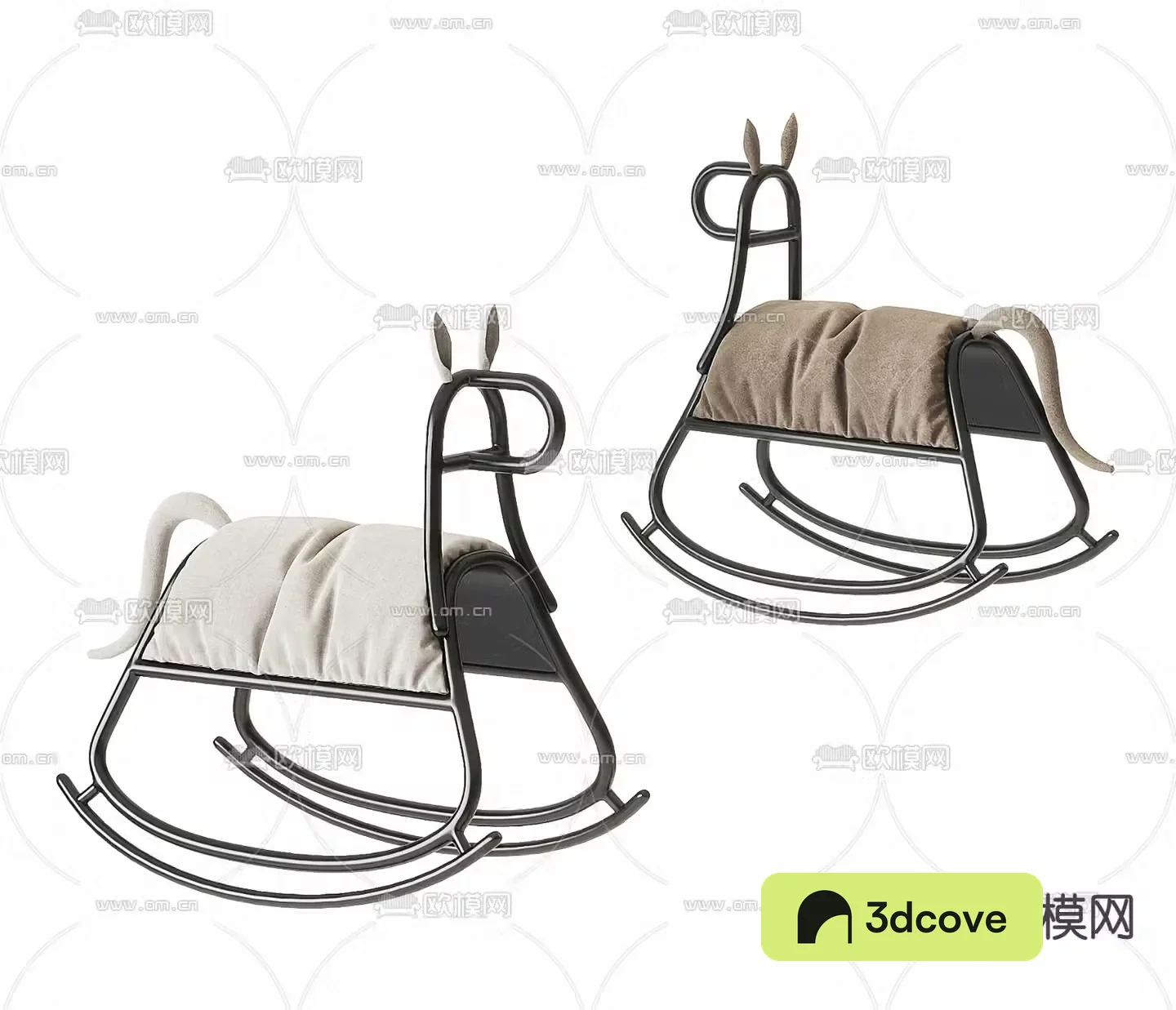 Modern iron wooden horse rocking chair