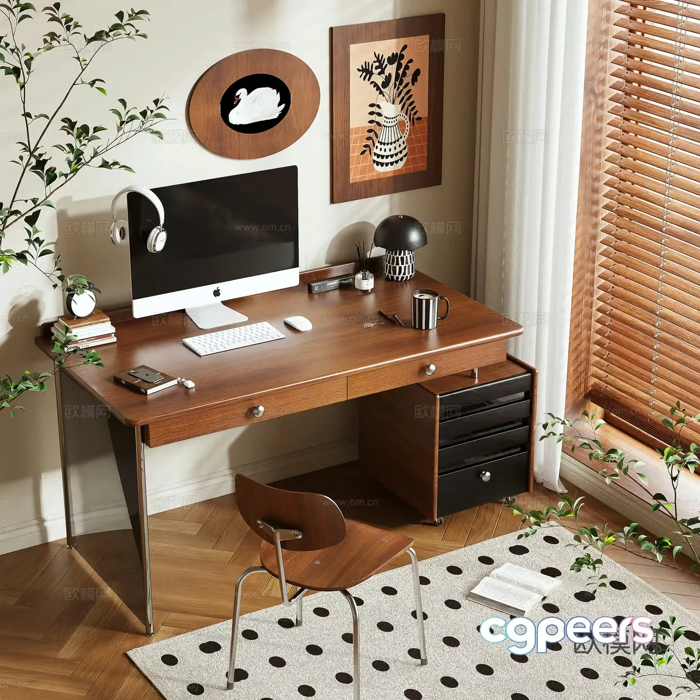 Medieval style writing desk desk 3d model