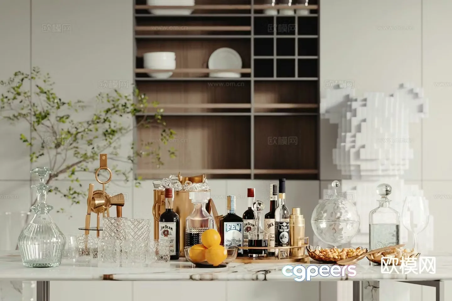 Modern drinks foreign wine wine bottle glass cup 3d model