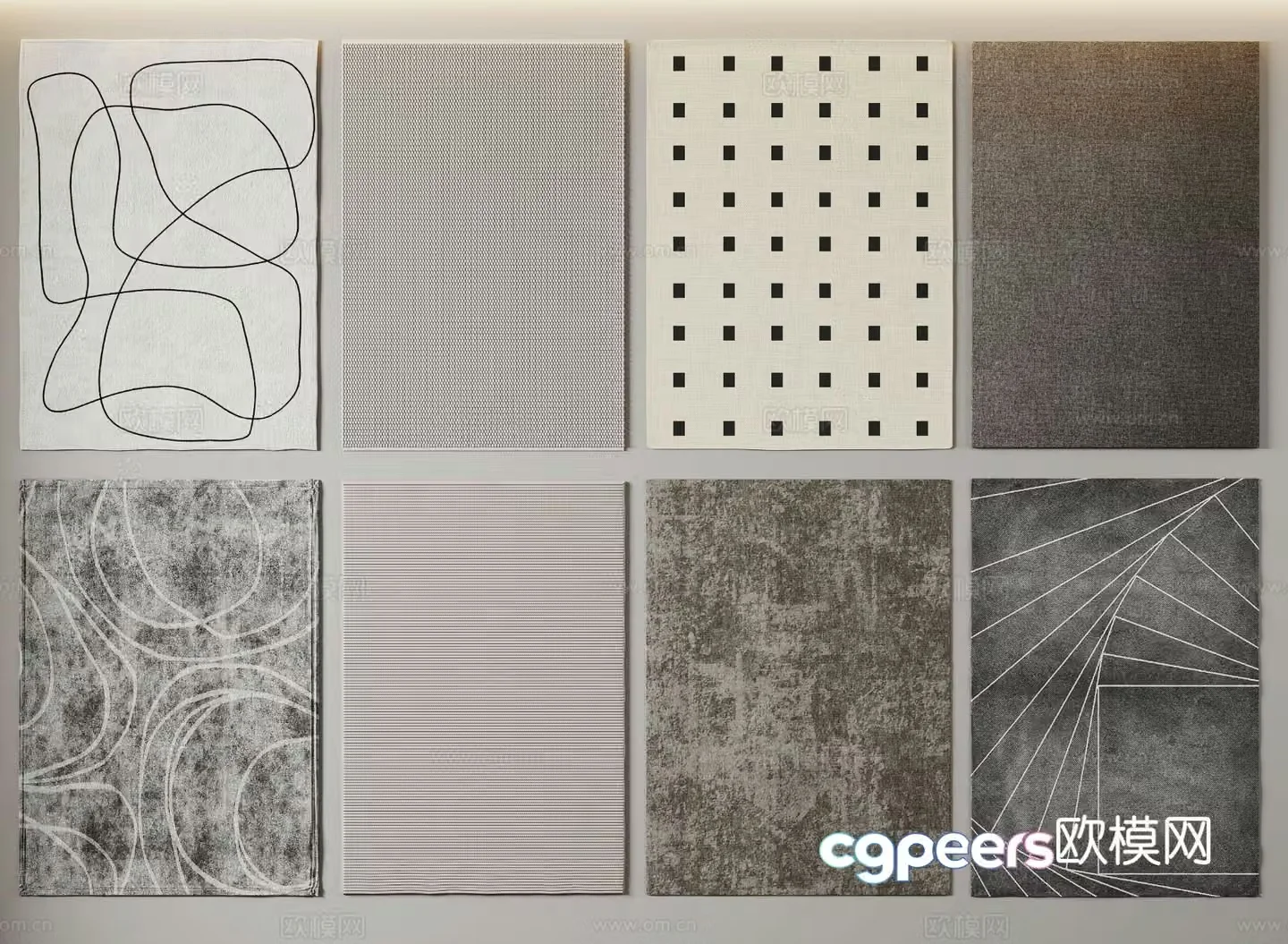 abstract carpet square rug 3d model