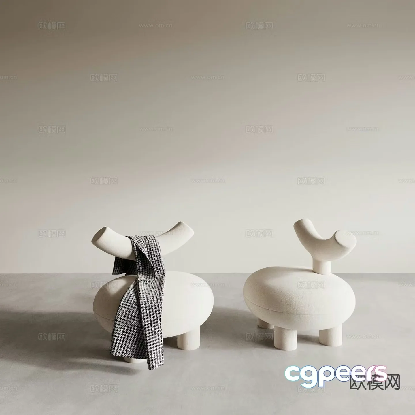 Sofa stool croissant stool children’s stool 3d model