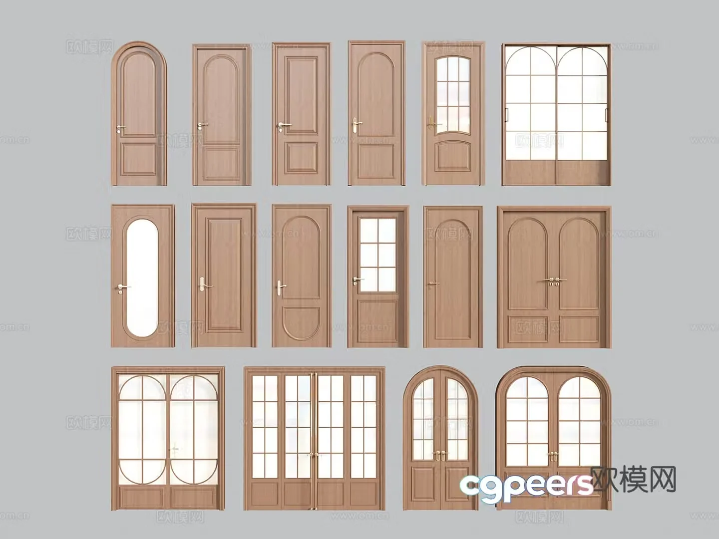 French single-open door bedroom door interior door double-open door glass door 3d model