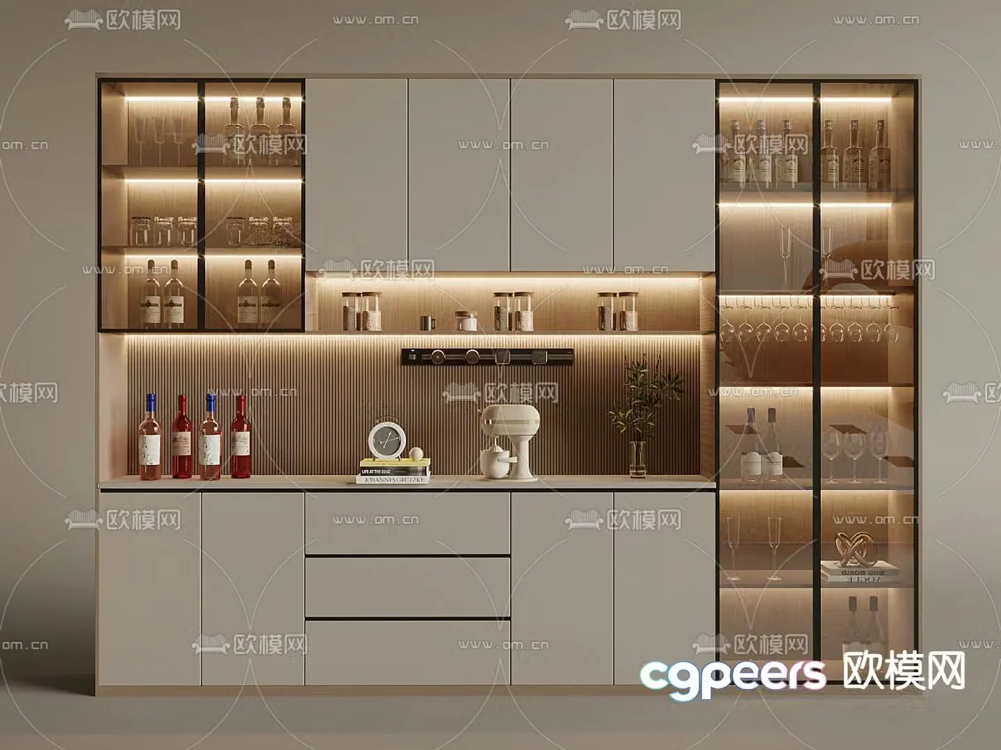 Modern wine cabinet 3d model