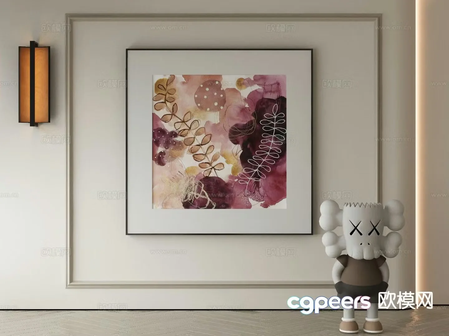 Modern decorative painting watercolor 3d model