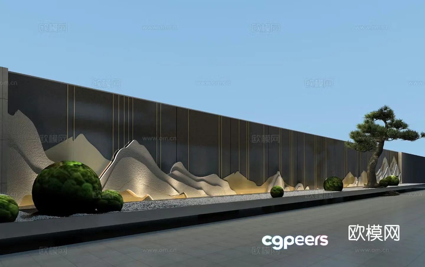 Chinese style landscape wall park landscape wall courtyard landscape wall 3d model