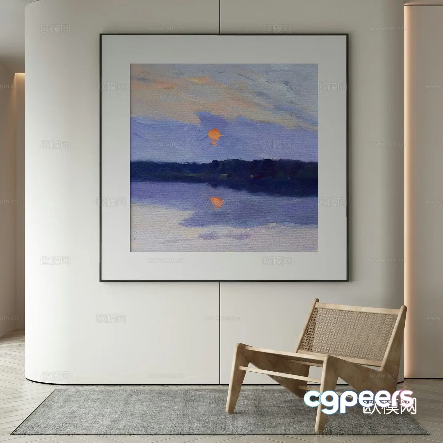 Modern decorative painting landscape oil painting 3d model