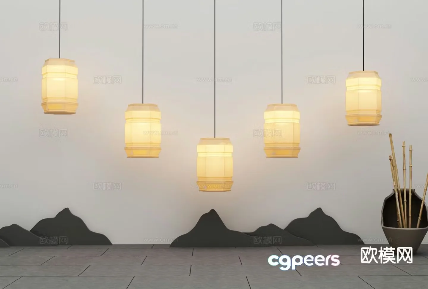 New Chinese style chandelier 3d model