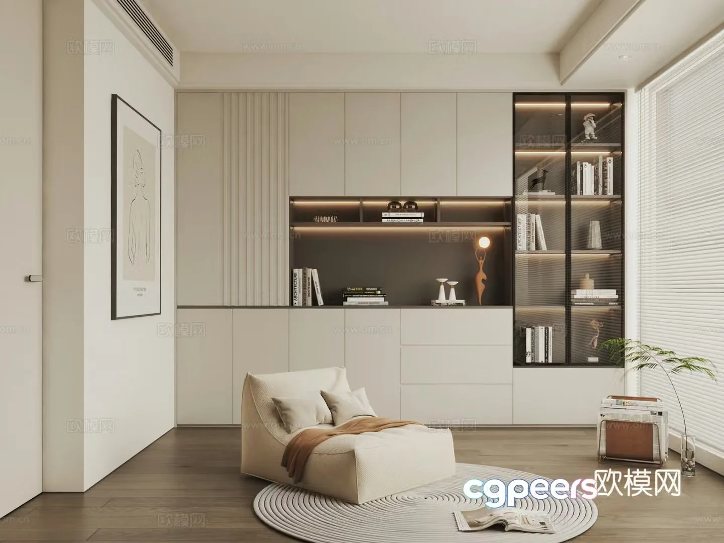 Modern decorative cabinet bookcase sideboard sideboard 3D model