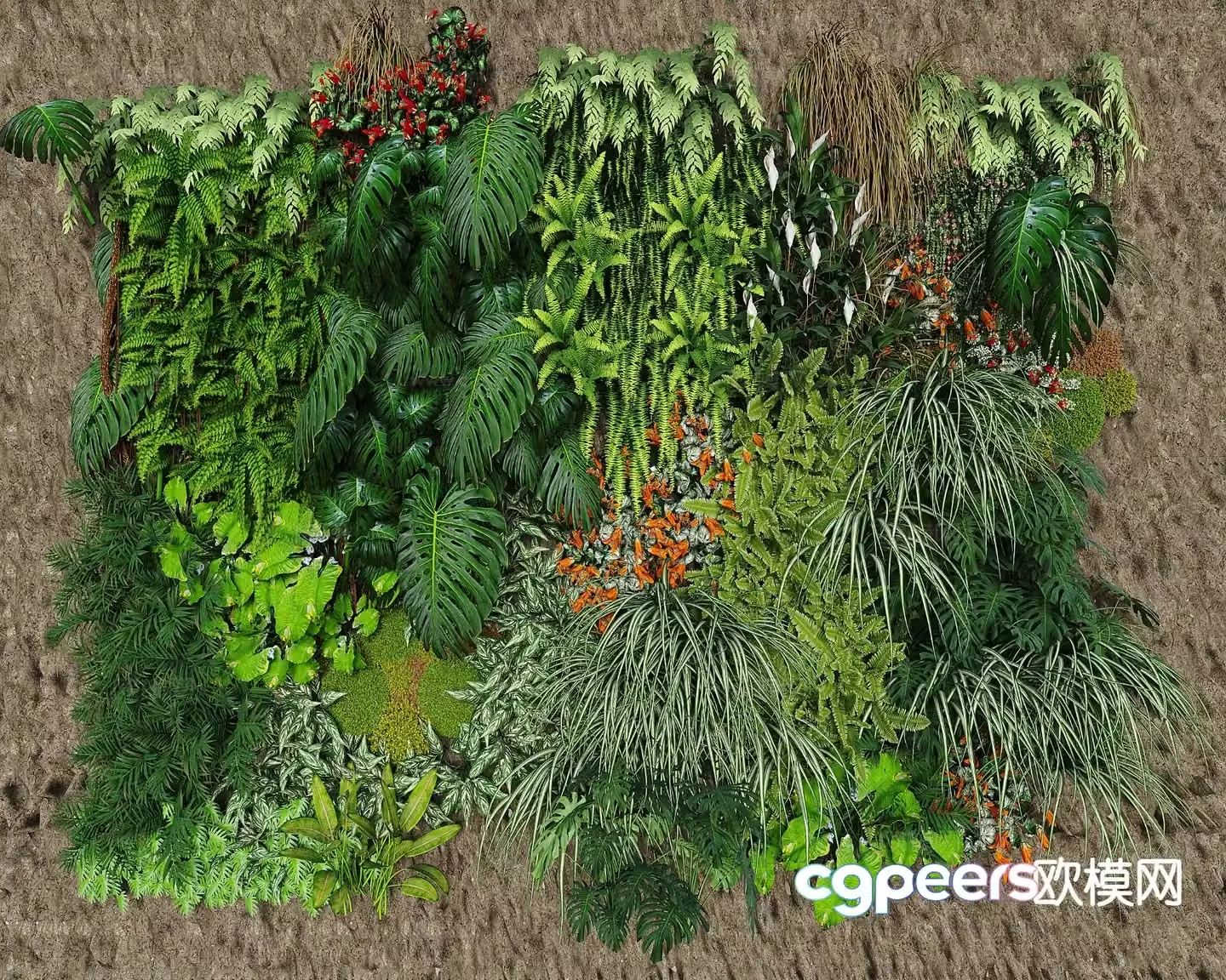 Modern green plant wall Plant wall 3d model