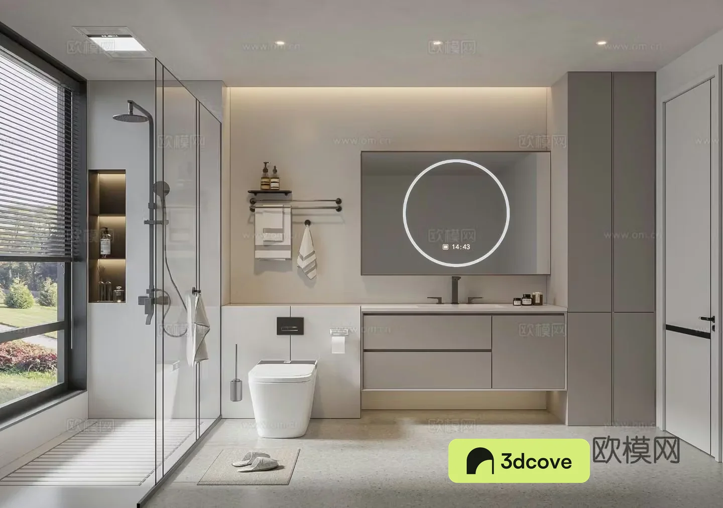 Modern bathroom cabinet washbasin mirror cabinet toilet shower room
