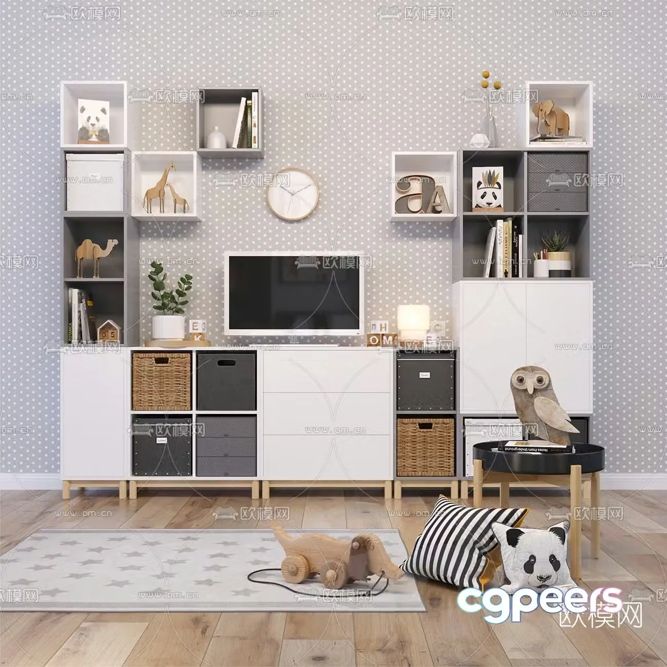 Nordic children’s toy storage cabinet 3D model