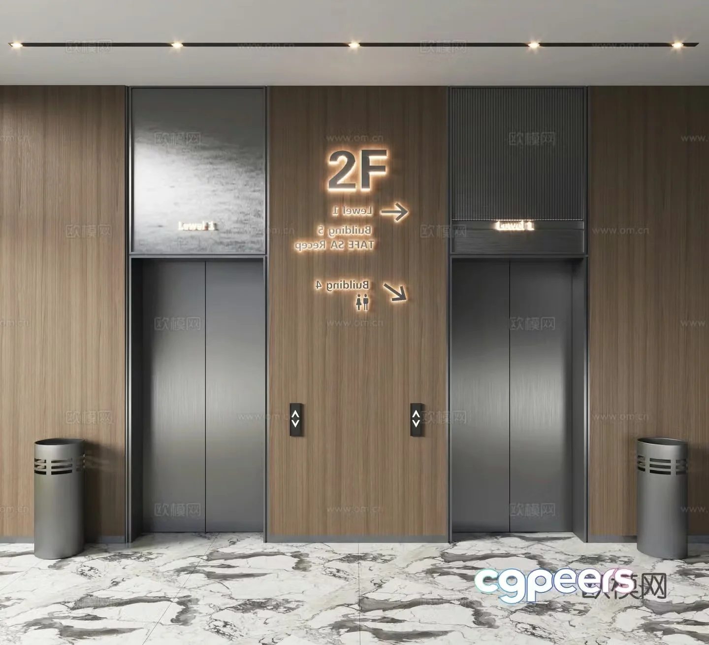 Modern elevator room 3d model