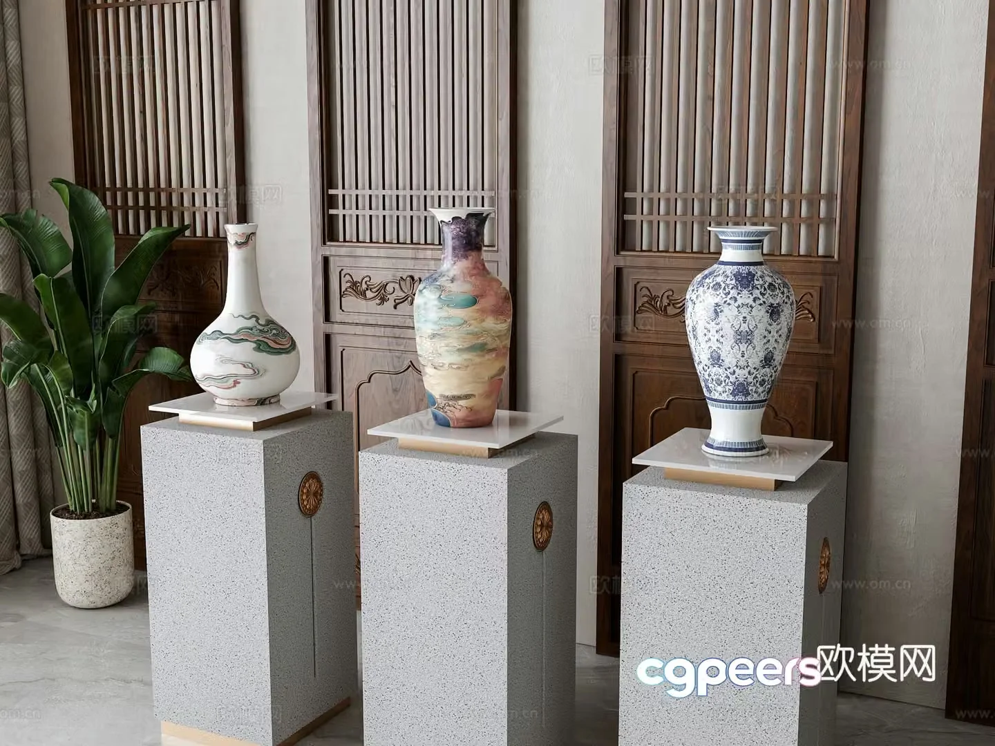 New Chinese porcelain bottle ornament 3D model