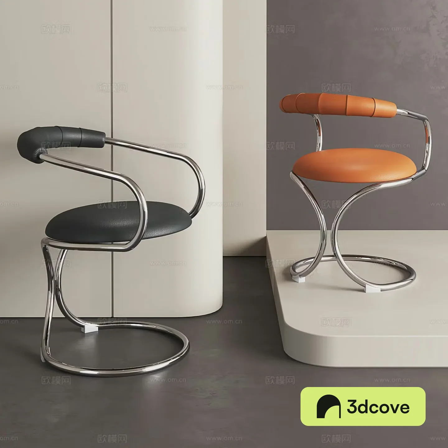 Light luxury dining chair Bauhaus chair armchair modern desk chair stainless steel leather chair