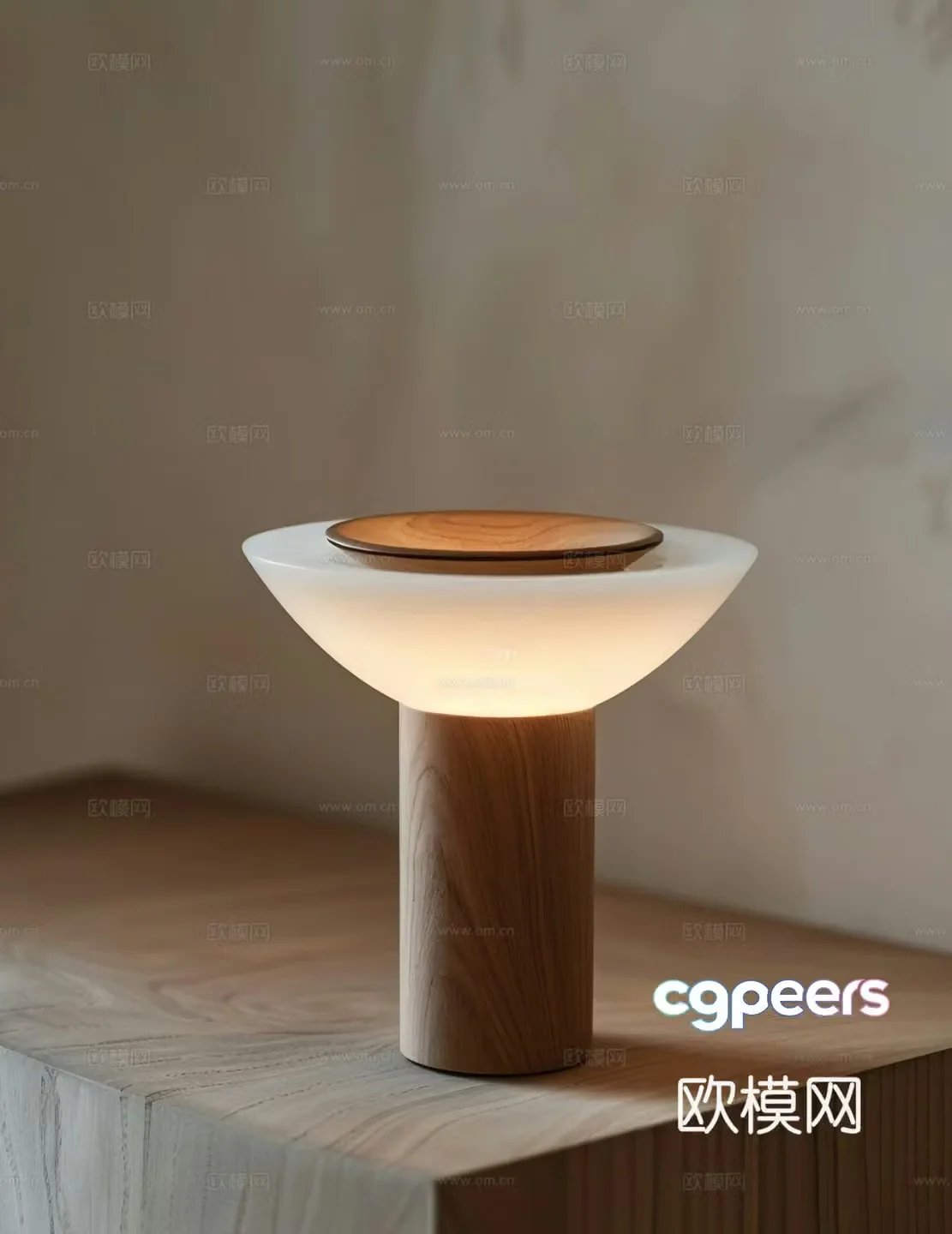 Jiji Table lamp Jiji Table lamp Wooden Table lamp Walnut lamp Glass Table lamp 3D model