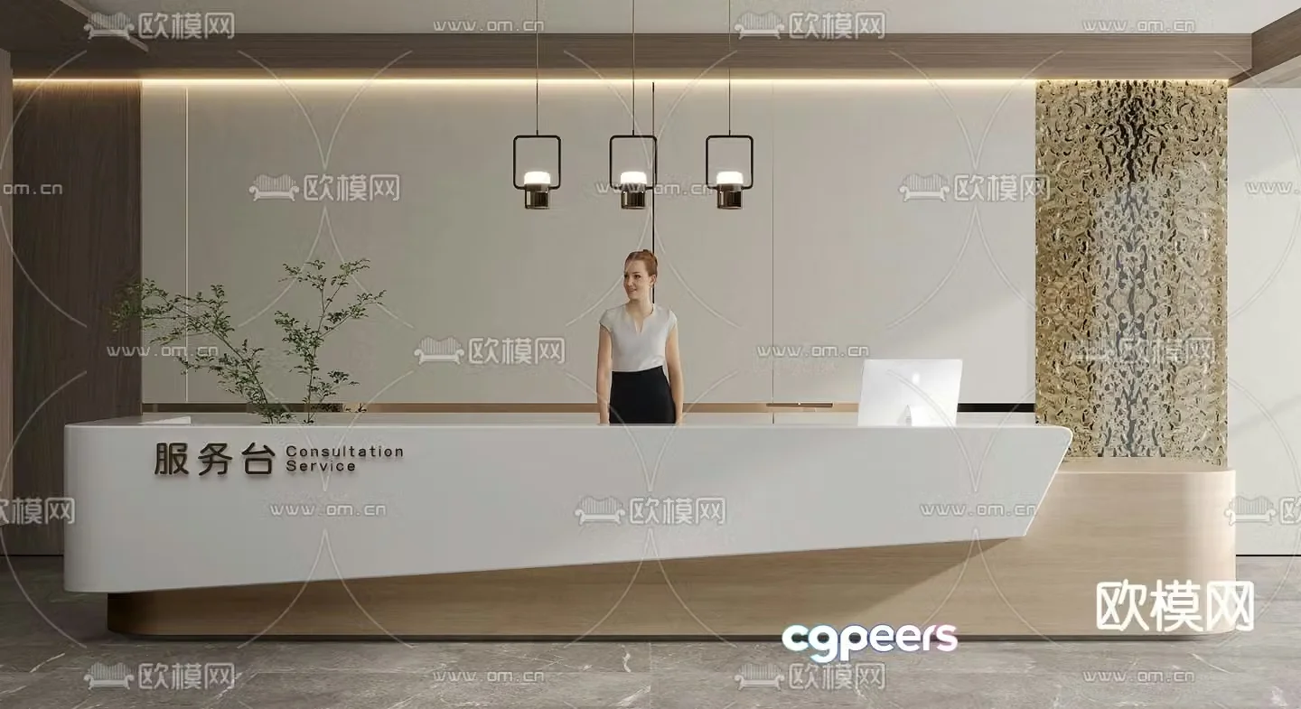 Front desk service desk reception desk 3d model