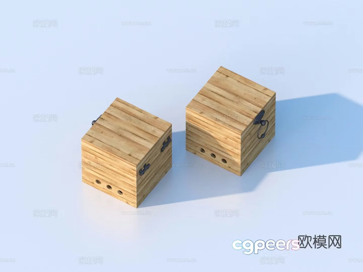 Wooden box storage box 3d model
