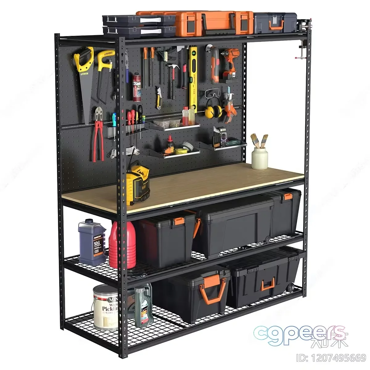 A Black Shelving Unit 3D Model – 1346 – VRAY Render