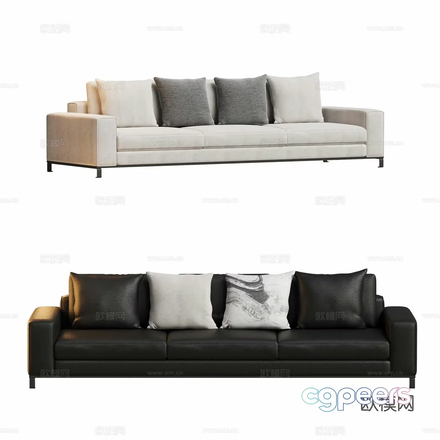 Modern three-seat sofa 3d model