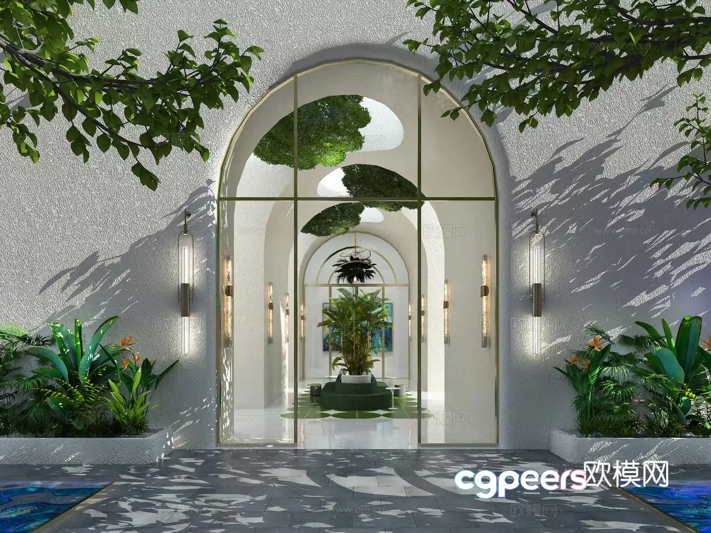 Modern arched doorway 3D model