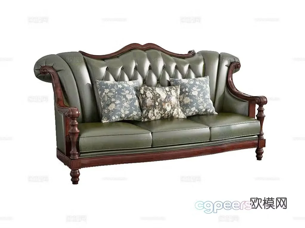Three seater sofa leather sofa 3d model