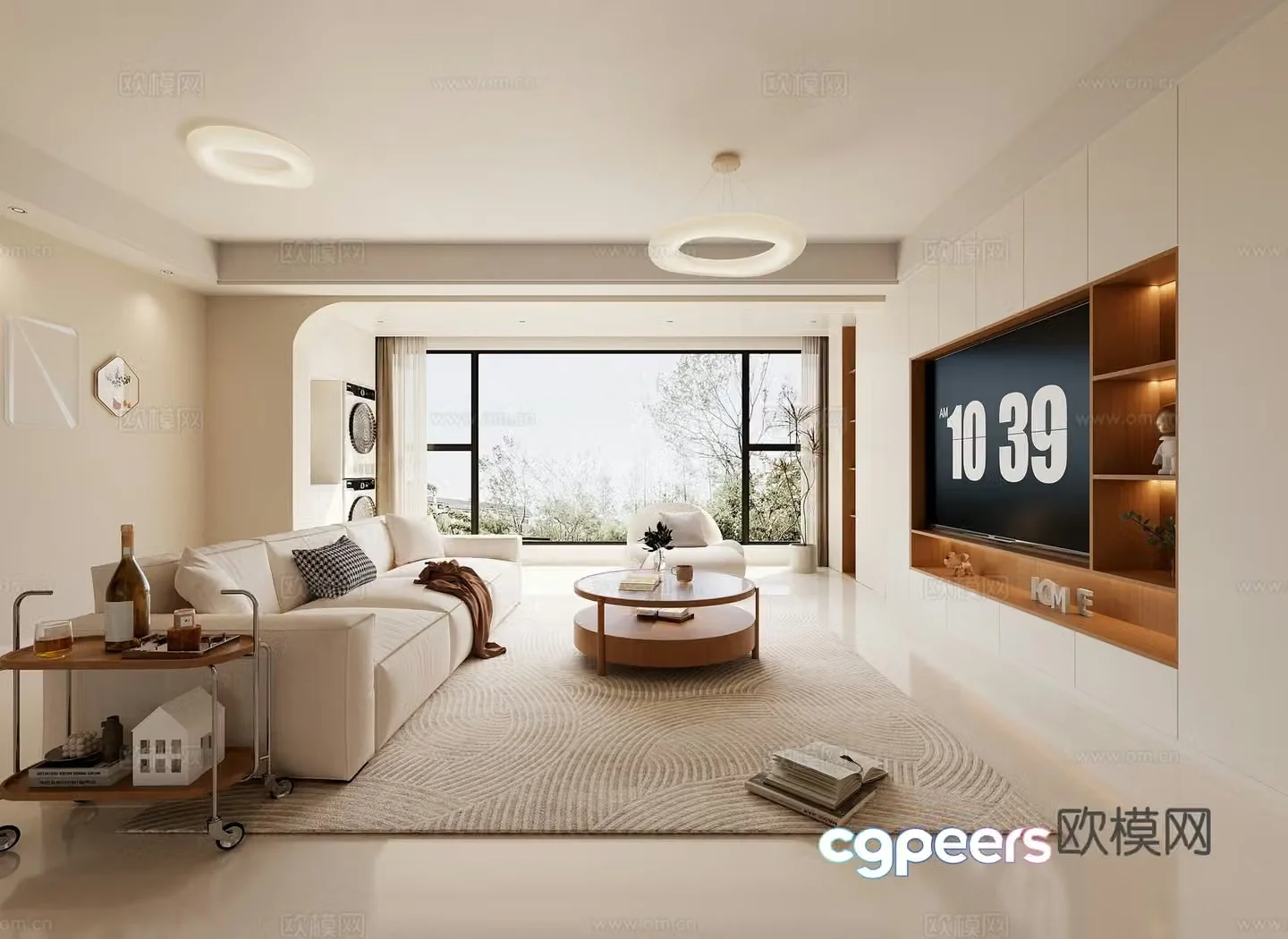 Creamy living room 3d model