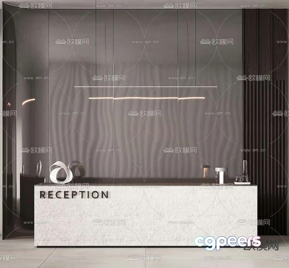 Front desk reception desk information desk 3d model