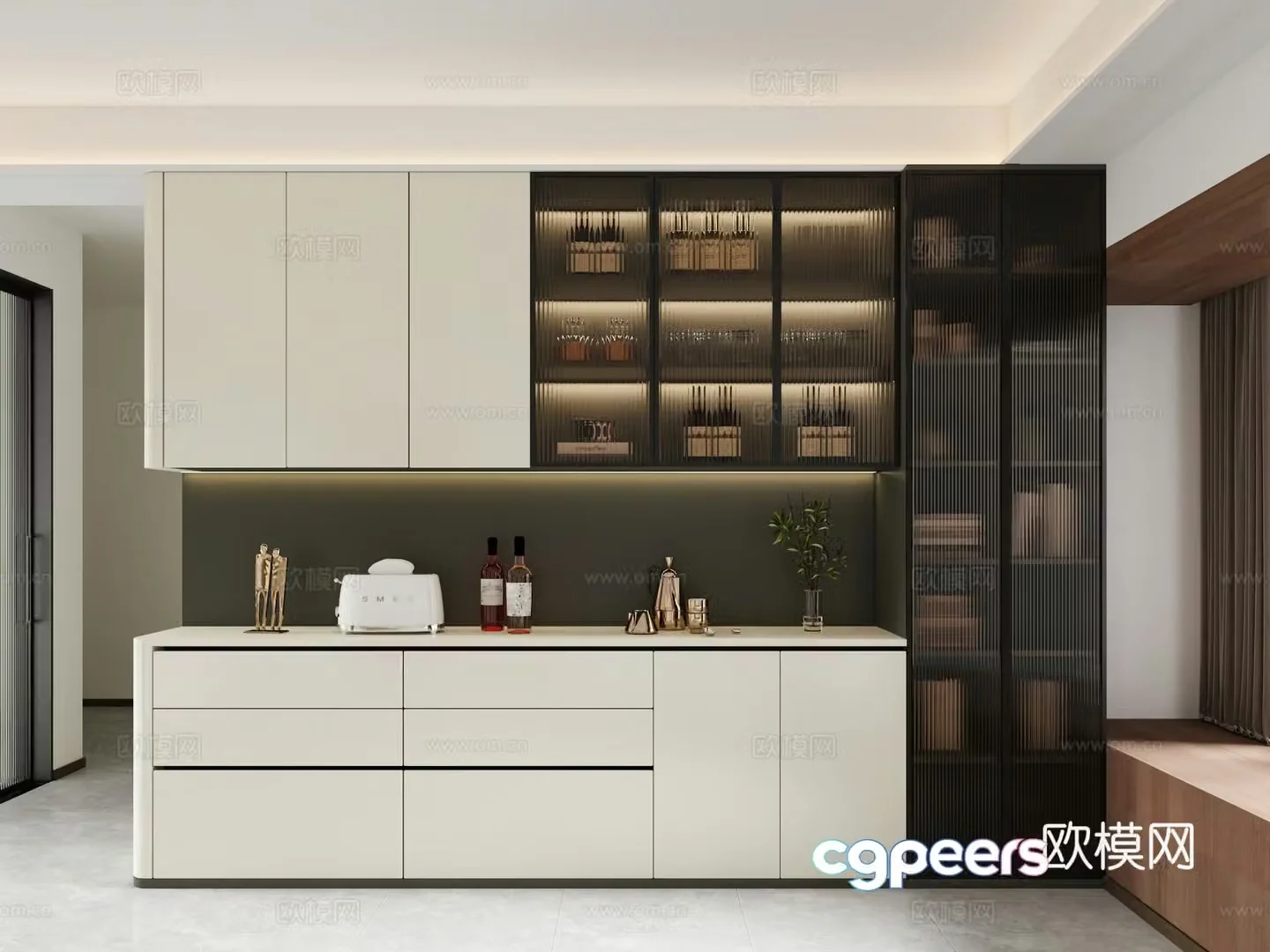 Modern home wine cabinet 3d model