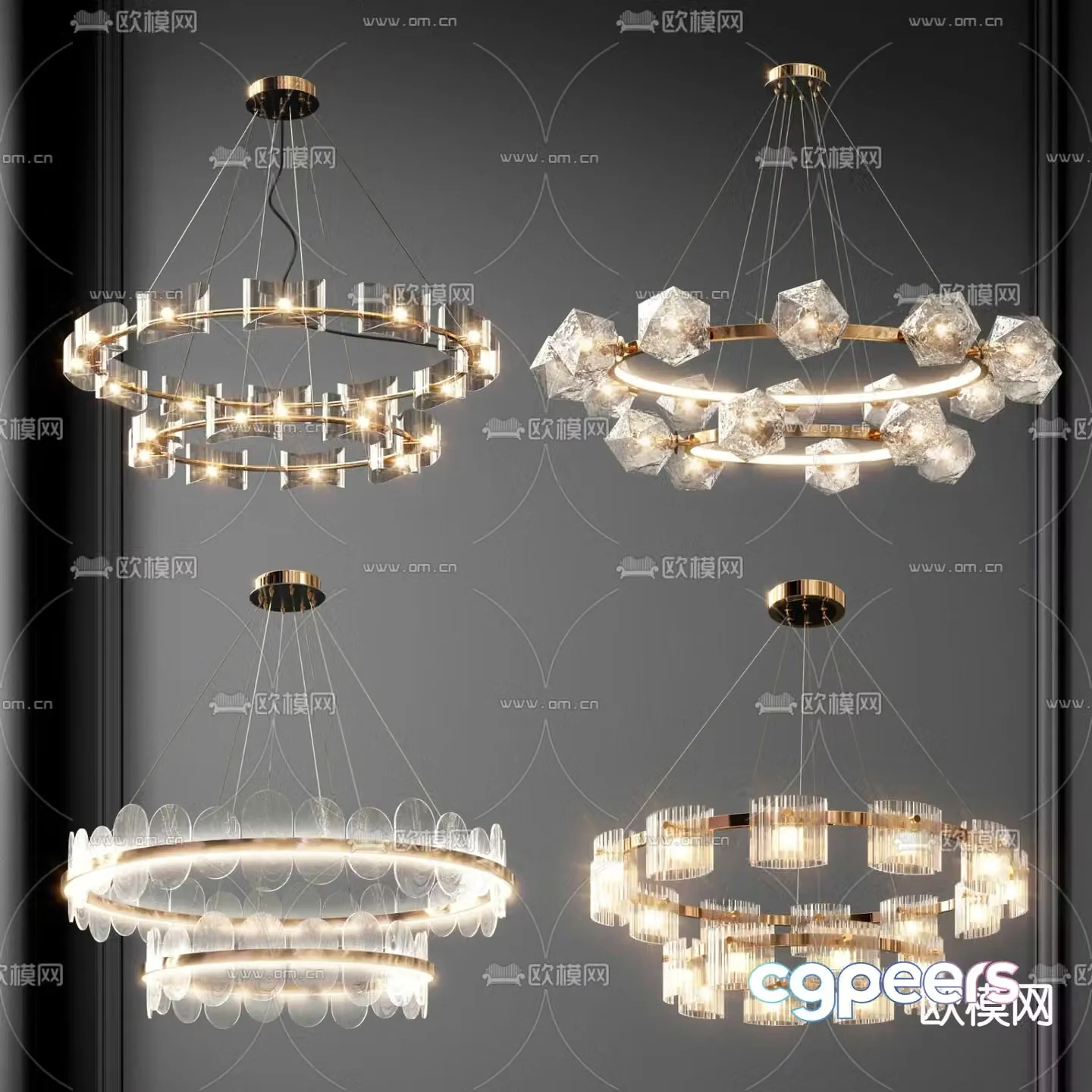Light luxury chandeliers crystal lamp 3d model