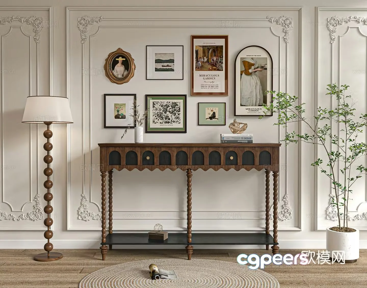 French retro end view table 3D model