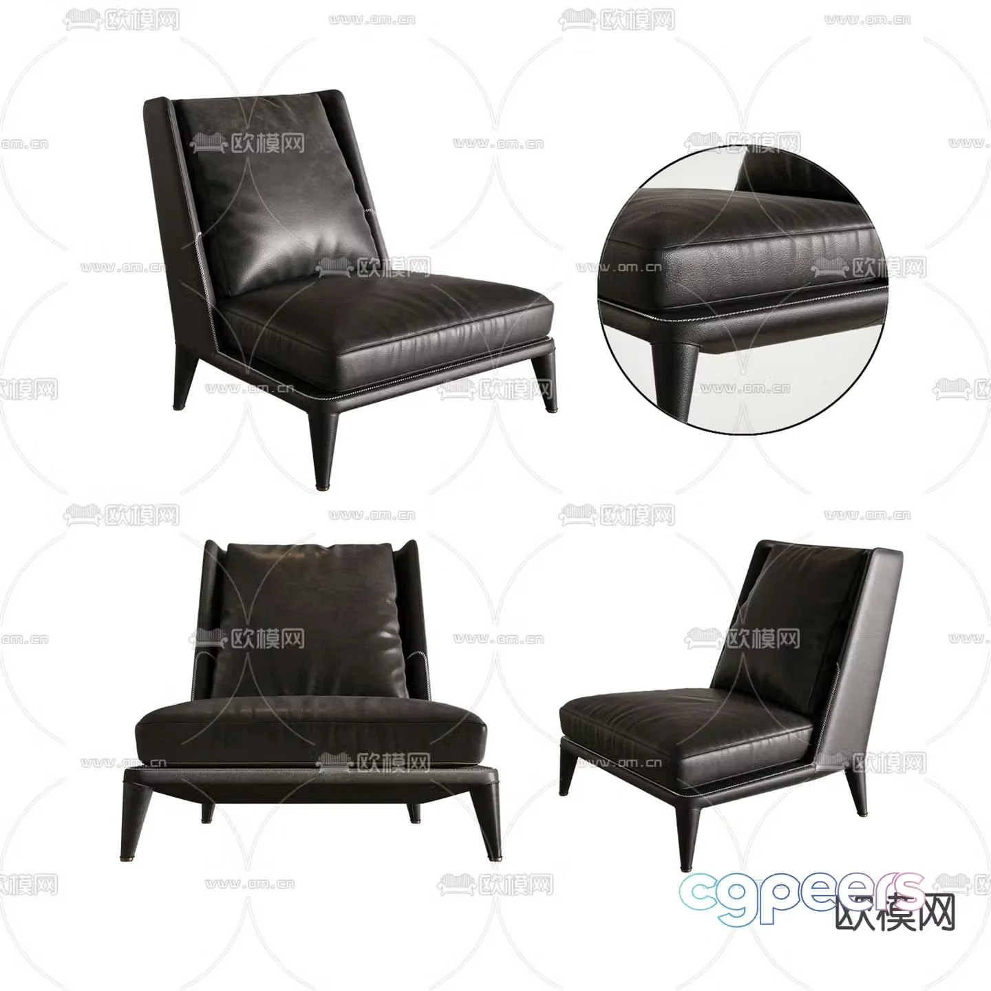 B&B italia modern black single sofa 3d model